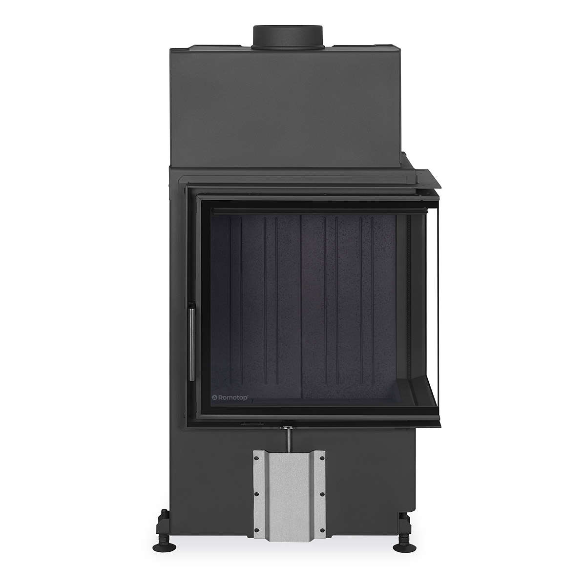 ROMOTOP – IMPRESSION R 2g S 58.60.34.21 – кутова камінна топка, бічне відкривання, темний шамот