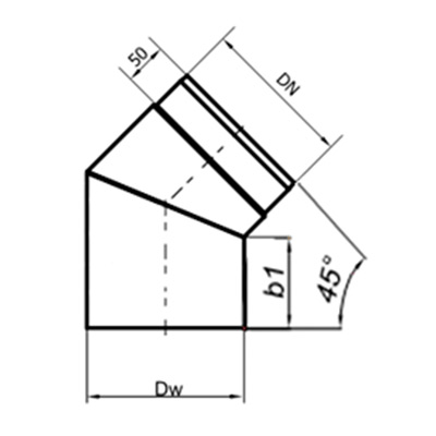 Коліно Darco 45° на димохід Ø 250 чорна сталь 2 мм