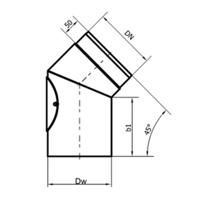 Коліно з ревізією Darco 45° на димохід Ø 250 чорна сталь 2 мм