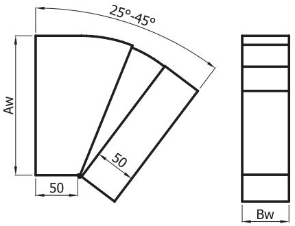 Коліно регульоване 25-45° Darco KLN, 150x50 мм