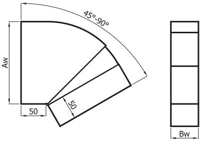 Коліно регульоване 45-90° Darco KLN, 150x50 мм