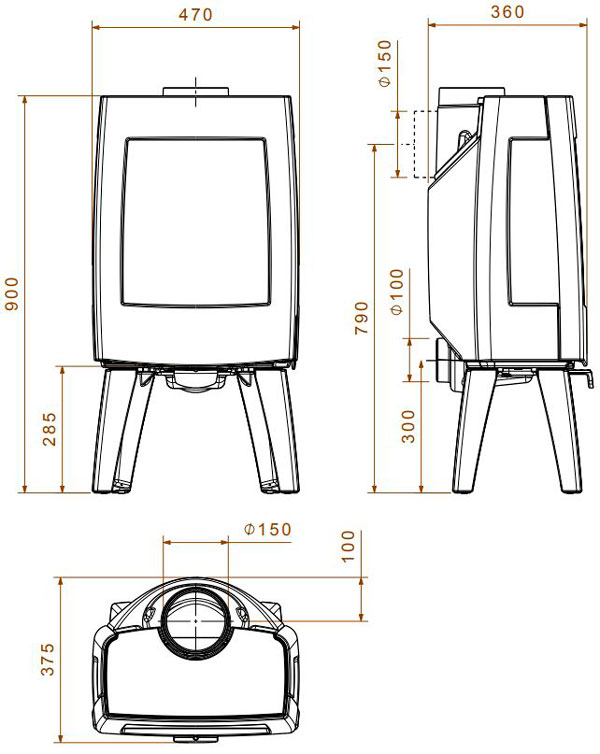 Піч Dovre SENSE 103, 7 кВт, трьохстороння