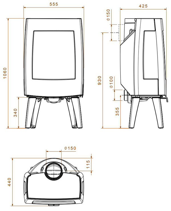 Піч Dovre SENSE 303, 9 кВт, трьохстороння